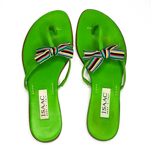 Isaac Mizrahi Shoes - ISSAC MADE IN ITALY GREEN BOW SANDALS